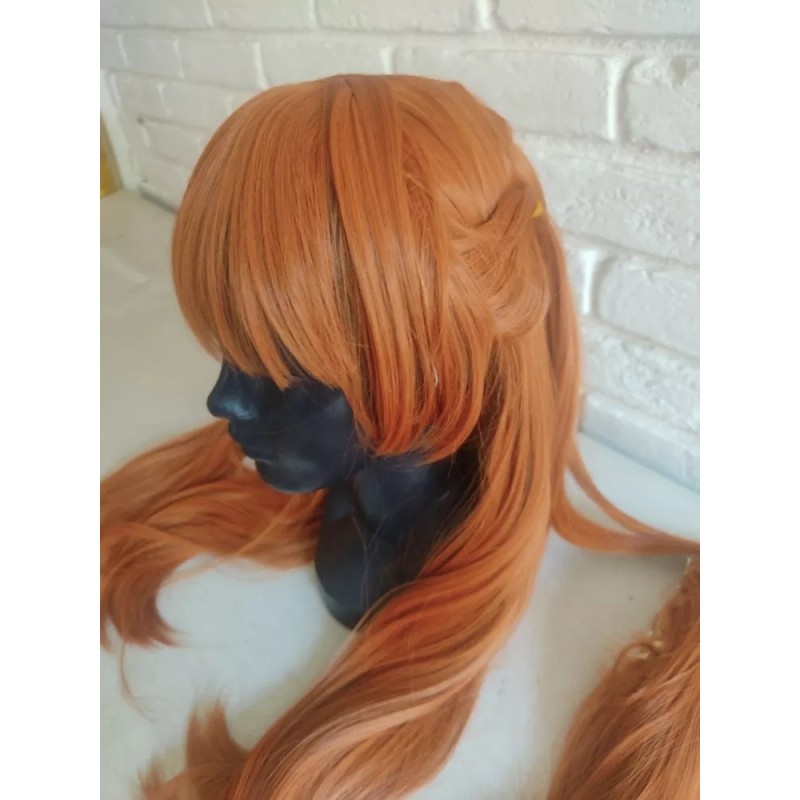 Caracterización Luna Peluca Asuka Langley Evangelion Cosplay Naranja Con Clips