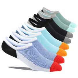 COOPLUS No Show Socks Men 8 Pairs Cotton Low Cut Non Slip Socks Casual Invisible Flat Boat Socks