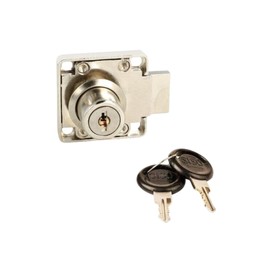 Gedotec Screw-On Lock Metal | Nickel-Plated | Pack of 4 | Box Lock Including Bowl | RIM Lock | Backset: 25 mm | Diameter 19 x 22 mm | Track Locking - Left Stop | for Screwing On