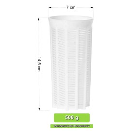 AlcoFermBrew 5 x Cheese Moulds 7 x 14.5 cm - 0.5 kg - Cheese Moulds | Basket | Cheese Making | Lab