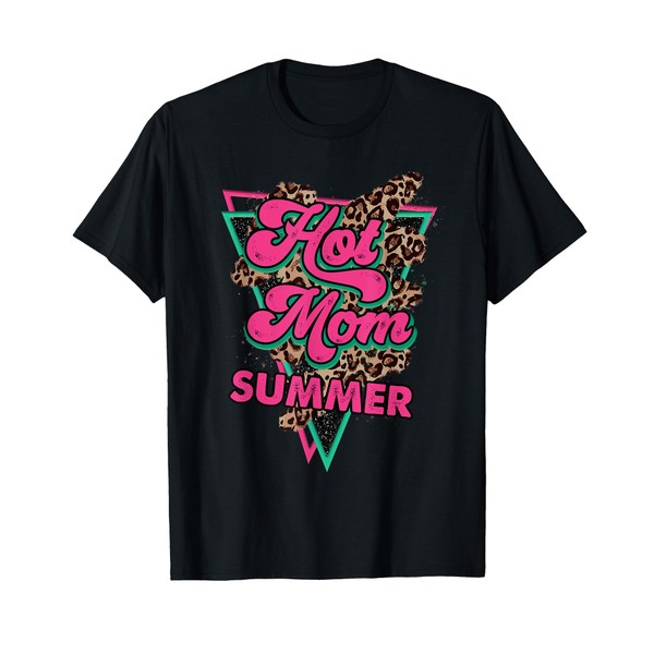Retro Vintage Hot Mom Summer Vibes Leopard Print Summer T-Shirt
