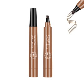 Yuqilin Pack of 2 Liquid Eyebrow Pencils, with Four Fork Tips, Eyebrow Pencil, Waterproof Eyebrow Pen, Long-Lasting Eyebrow Pencil, Microblading (Light Brown)