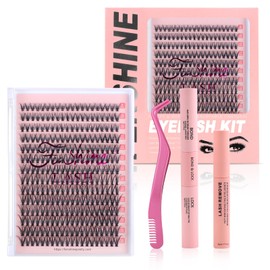 Cluster Lashes Individual Eyelashes, Wide Handle, D-Curl, DIY Single, Soft False Eyelashes for Personal Use at Home, Eyelash Extension Set (30P Kit with Remover, 9-16 mm)