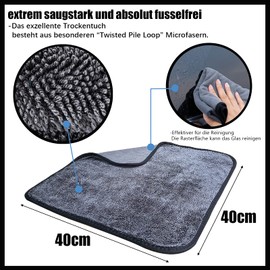 X SIM FITNESSX 40 x 40 cm / 90 x 60 cm Dry Cloth Microfibre Cloths Professional Car Care High Absorption Capacity Large Microfibre Cloths Extremely Absorbent (40 x 40 cm (Pack of 3)