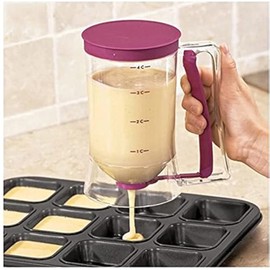 TKUS Cupcake Pancake Cookies Cream Dispenser Cake Mix Jug Baking Essentials Maker Cooking Tools Funnel Measuring cup Accessories (Purple)
