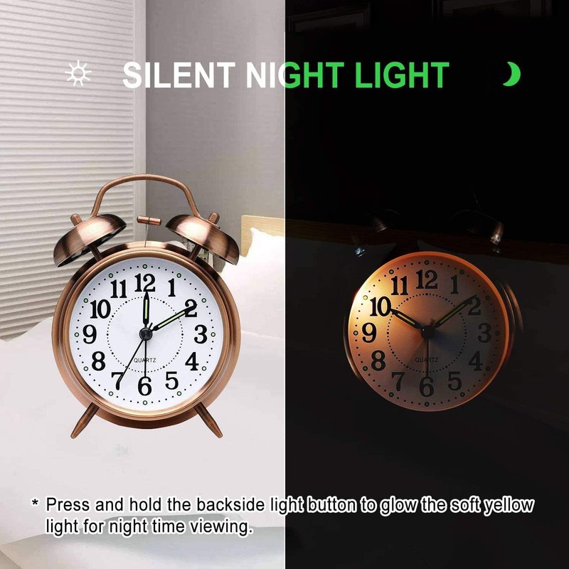 Azyh Loud Alarm Clock for Heavy Sleepers Adults, Metal 4