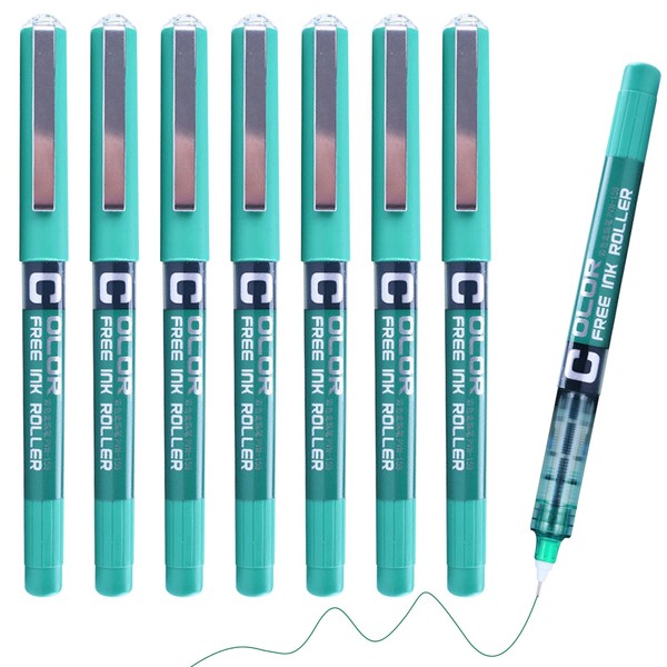 8 Pack Green Rollerball Pens, 0.5mm Fine Tip Smooth Gel