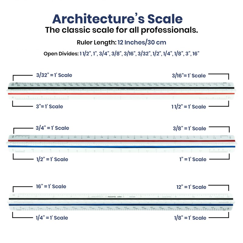 Pacfiic Arc T5120 Tri Color Architect scale 12 inch