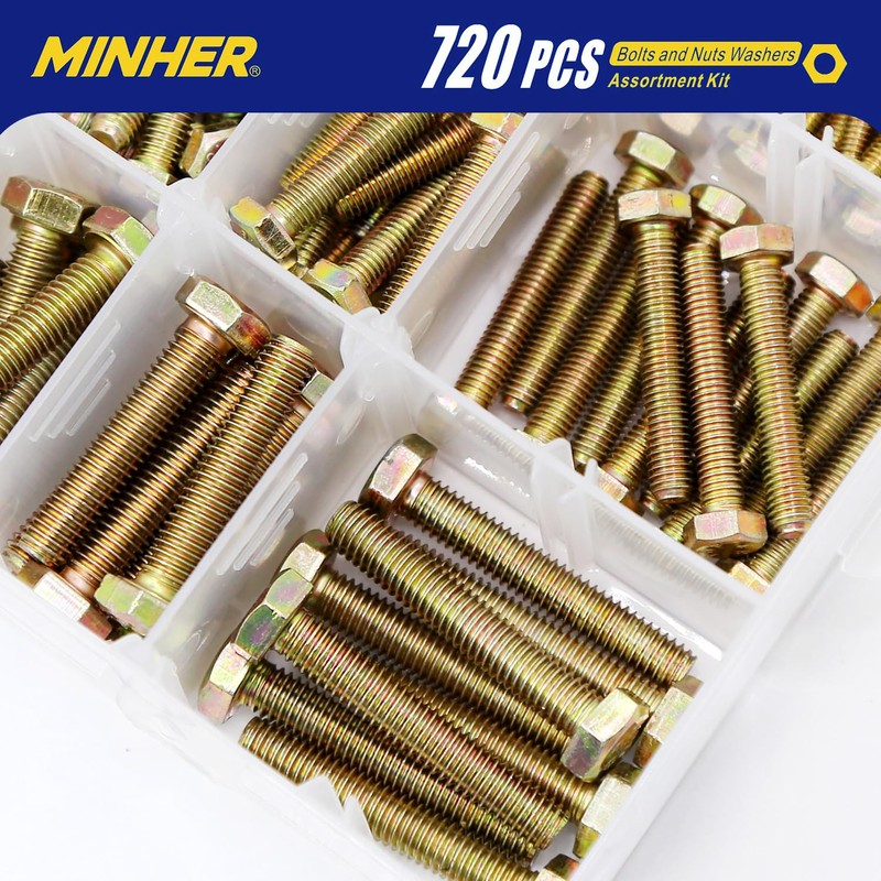 MINHER 720PCS M4 M5 M6 Bolts and Nuts Assortment Kit