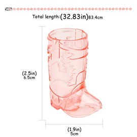 Biiange 12Pcs Cowgirl Boot Glasses with Necklaces, Hen Party Mini Plastic Cups, for Birthday Wedding Festival Parade Party Favor Groom Bride Supplies (Pink)