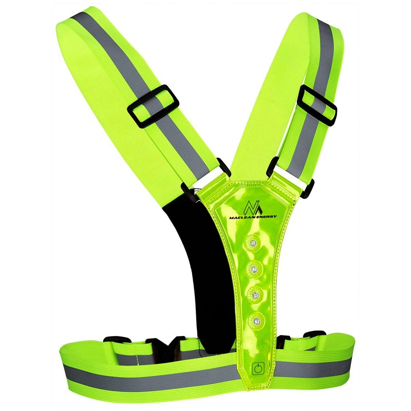 Maclean MCE425 Reflective Vest with LED Lighting, 360° High Visibility