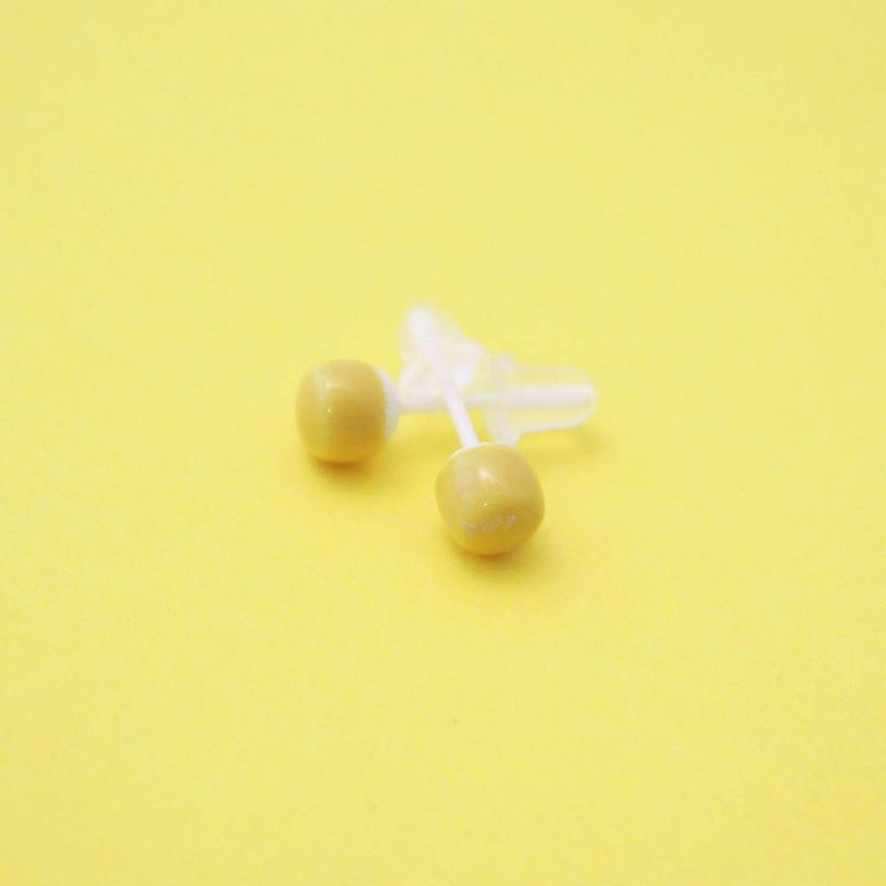 B&Dminoyaki KO-P4 Mino Ware Earrings (Ceramic Posts), Small Rounds, Plump