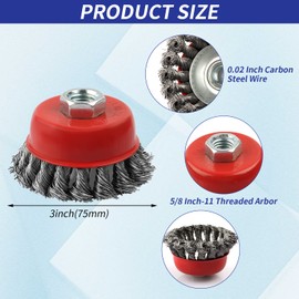 WENORA 12 Pack Wire Brushes - 4 Inch Angle Grinder Wire Wheel, 5/8 Inch Threaded Arbor, 0.02 Inch Carbon Steel