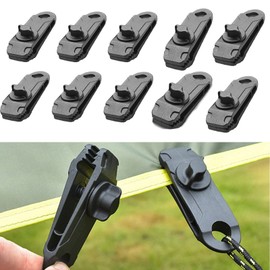 WANGR Tarp Clips Heavy Duty Lock Grip,12 Pcs Locking Thumb Screw Tent Clips,Tent Clip Tarp Clamps Clips Tarpaulin Clips for Tarps Awnings Outdoor Camping Car Covers (Black)