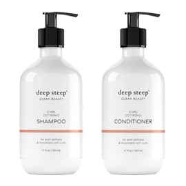 Deep Steep Curl Defining Shampoo & Conditioner, 17 oz – Moisturizing Shampoo with Shea Butter, Aloe Vera, Rice Protein, Peppermint Oil – Sulfate-Free, Vegan, Clean Beauty Hair Care, Curly Hair
