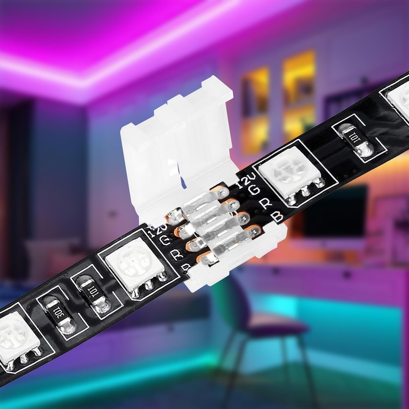 ACEIRMC 30pcs 4-Pin RGB LED Light Strip Connectors 10mm Unwired