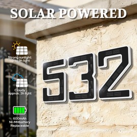 XTAUTO 6.7" Solar Powered House Numbers for Outside, Address Signs Light Up