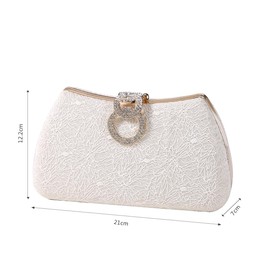 Dreubea Women's Fashion Evening Bag Rhinestone Decrated Clutch Handbag with Chain, White