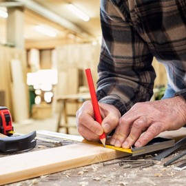 GOTOTOP Wood Carpenter's Pencil, 72Pcs Octagonal 175mm Carpenter's Pencil Set Hard Black Lead Carpenter Tool, Red
