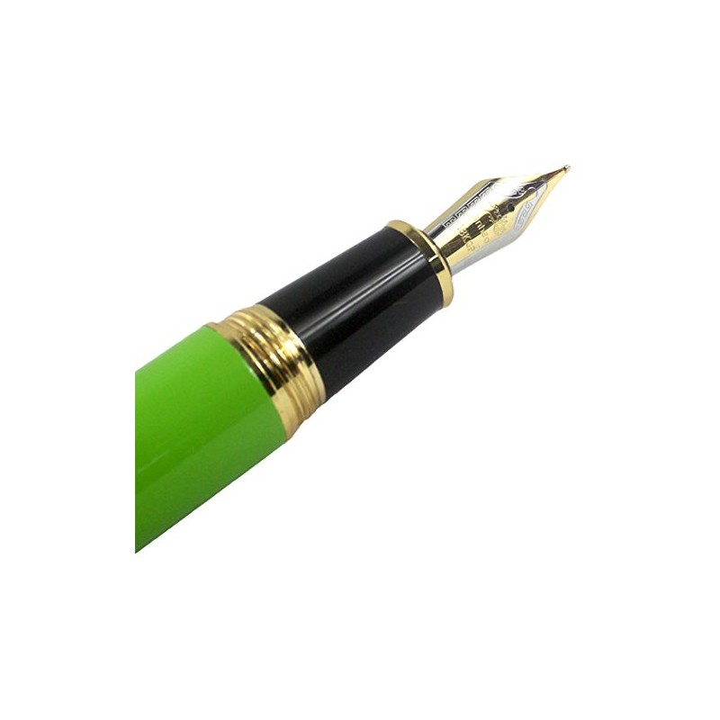 Pluma estilográfica Jinhao 159, punta mediana 18KGP, borde dorado, verde