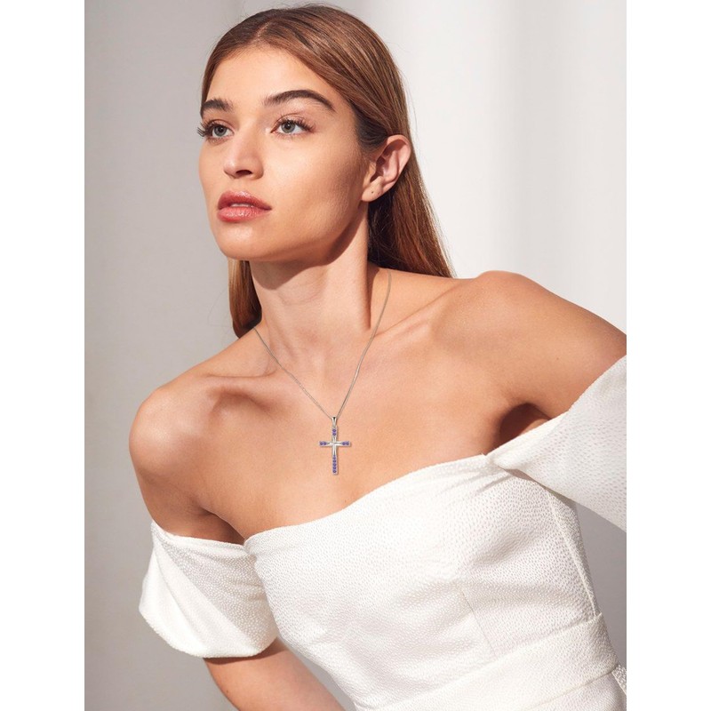 Starnny Cross Necklace for Women Birthstone Necklace for Women 925