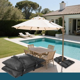 MOVDEET 130LBS Extra Large Umbrella Base Weight Set of 2, Patio Fillable Sand Bags for Weight, Heavy-Duty Furniture Outdoor Weights for Umbrella Stand Patio Garden Backyard, Black(Without Sand)