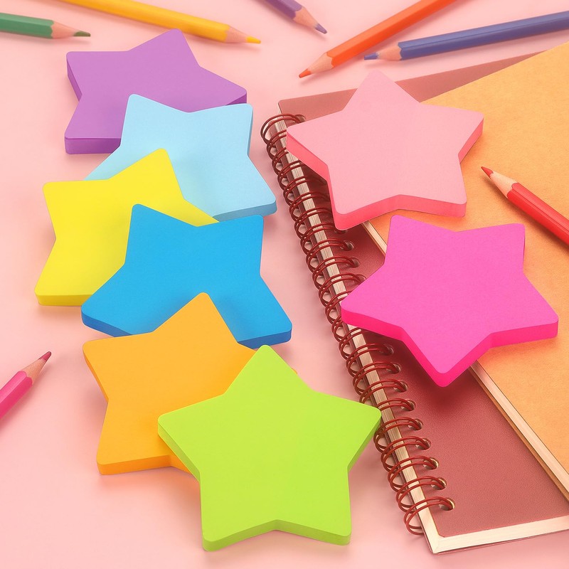 Star Shape Sticky Notes 8 Color Bright Colorful Sticky Pad