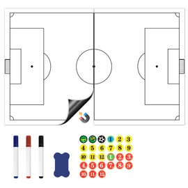2 Piece Large Magnetic Soccer Coaches Clipboard,White Dry Erase Coaching Sheet for Whiteboard, Soccer Tactics White Board for Coaches and Teachers Gift, Teaching Aid Tools for Classrooms（No Board）
