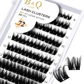 Lash Clusters B60 D Curl 8-16MIX DIY Lash Extensions 72 Clusters Lashes D Curl B&Q LASH Wispy Volume Lashes Eyelash Clusters Extensions Individual Lashes Cluster DIY at Home (B60,D-8-16MIX)