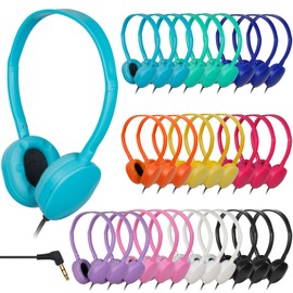 TJZXGUI 100 Pack Bulk Headphones for Classroom School,Wholesale Resistance Earphones Class Set for Students Teens Children and Adult（10 Colors）