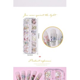 Mixed Colors Nail Flowers, 300pcs 3D Flower Nail Art Sequins Decals Mixed Leaves Design Slice Nail Flowers Ultra Wood Pulp Flakes Sequins 4