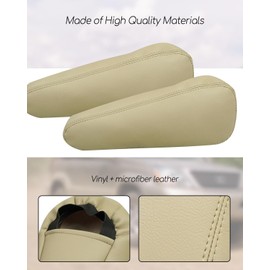 AUGREX Auto Armrest Cover Fit for Lexus GX470 2003 2004 2005 2006 2007 2008 2009 Microfiber Leather, A Pair of Ivory Beige