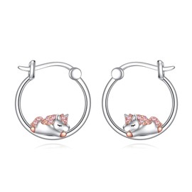 VONALA Unicorn Earrings 925 Sterling Silver Unicorn Earrings Cute Huggie Animal Jewelry Gifts for Women Girls