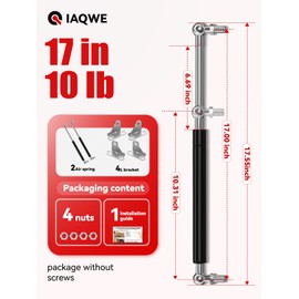 IAQWE 17Inch 10Lbs/45N Gas Spring Struts Shocks Lift Supports with L-Type Mount Brackets for Trap Door Floor Hatch Lid Truck Canopy Cover Trailer TV Cabinet Canopy Cover Lid Door 2pcs