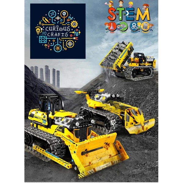 3 in 1 Kids Remote Bulldozer STEM Technology Building Blocks