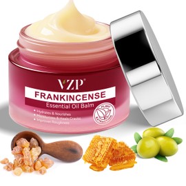Frankincense Essential Oil Cream with Myrrh, Intensive Moisturizer for Dry & Cracked Skin, Deep Hydration Body Massage Balm, Hand & Foot Cream with Beeswax & Olive Oil, 2.1 fl oz