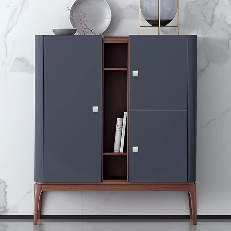 LONTAN 12 Pack Silver Square Drawer Cupboard Knobs - Brushed