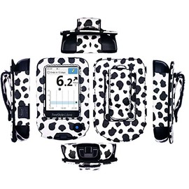 Premium Fitted Leather Case with Screen Protector, Belt Clip,Carabiner (Including a Neck Lanyard) for Freestyle Libre 2/ Freestyle Libre 14 Day/Freestyle Libre (Black and White Spots)