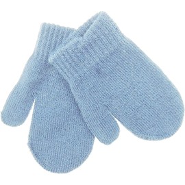 Cute Baby Girls Boys Gender Neutral Toddler Babies Childrens Kids Warm Winter Knit Knitted Magic Stay On Mitts Outdoor Autumn Shower Christmas Gift Fluffy Mittens Gloves 0 Months (Newborn Blue)