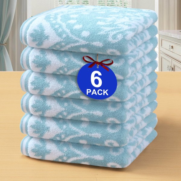 Cotton Wash Cloths for Showering (6PC, 13"x13") - Quick Dry