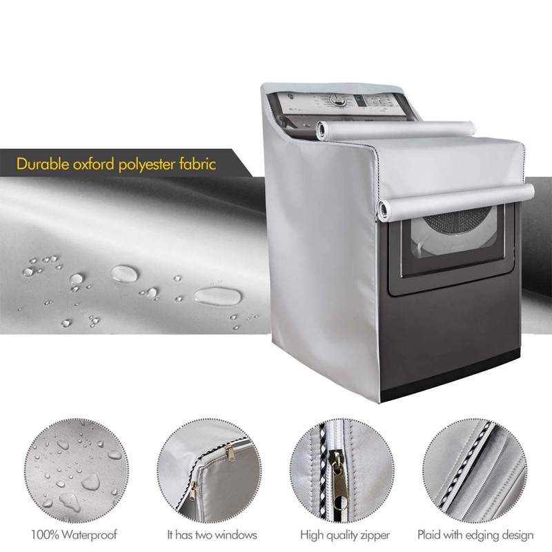 Washer/Dryer Cover,Zipper Design,Waterproof Dust-proof Moderately Sunscreen,(W29 D28 H40in) for Outdoor