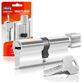 GERCAR Knob Cylinder 40/40 Lock Cylinder Lock Door Lock with 5 Keys Single Length 80 mm A:40 B:40 Set of 1