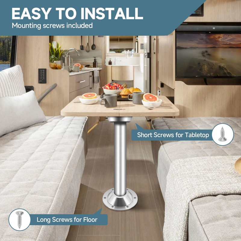 EJYTRVT Camper Table Base Mount, Aluminum RV Pedestal Table Leg
