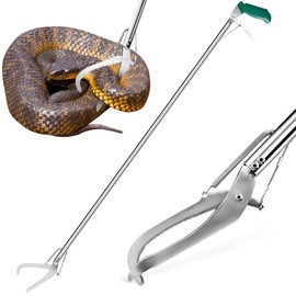 HOMEYA 52" Snake Tongs Grabber, Heavy Duty Snake Catcher Wide Jaw Handling Tool, Rattle Snake Catcher, Extra Long Snake Tongs, Snake Catcher with Lock&Non-Slip Grip Handle, Snake Tong Reptile Grabber