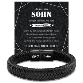 MANVEN An Meinen Sohn Bracelet Gifts for Son From Mum Birthday Boy Christmas Day Leather Bracelet Engraved Son Motivational Gift, No gemstone