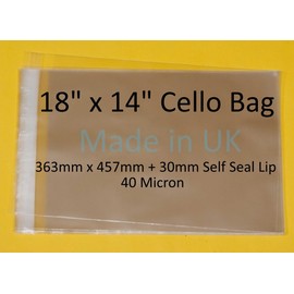 celloexpress 18" x 14" - 363mm x 457mm + 30mm Flap - 18x14 Mounted Photograph Cellophane Display Bags Self Seal 40 Micron - Large Cello - Pack of 50