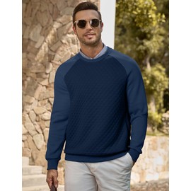 JMIERR Men's Crewneck Pullover Soft Cotton Sweatshirts Texture Long Sleeve Warm Casual Sweater, M, Blue
