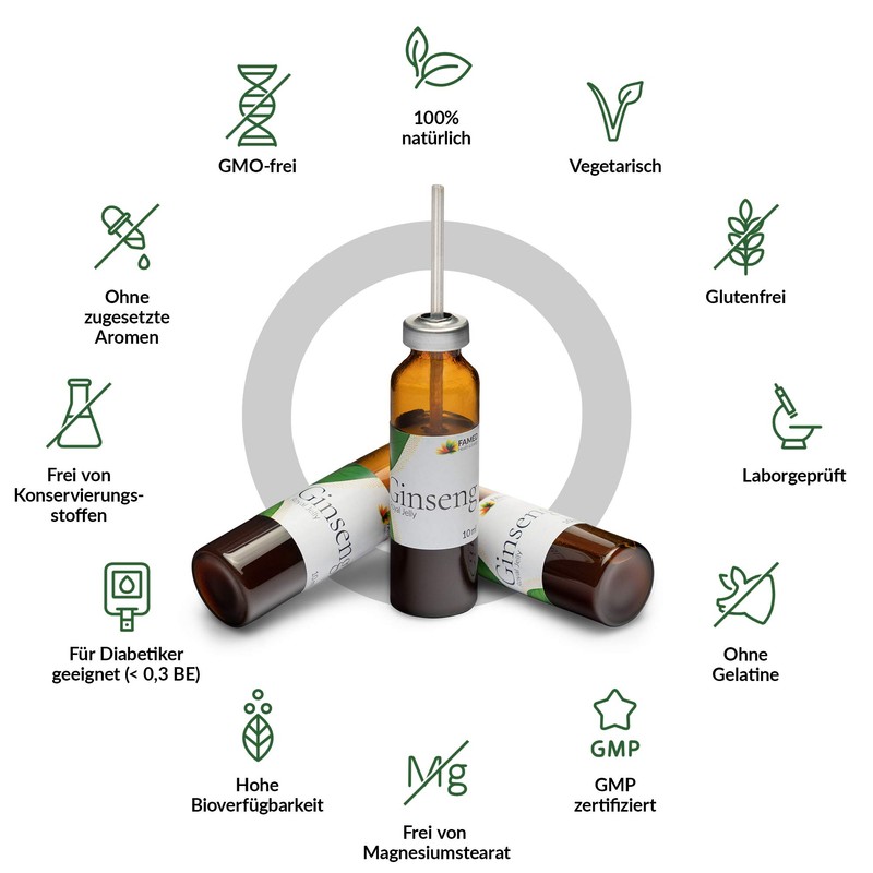 Ginseng Royal Jelly by FAMED – 30 Trinkampullen – reduziert