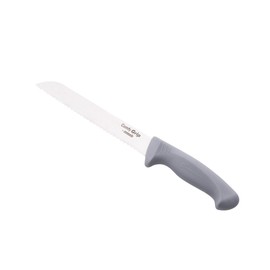 Restaurantware Comfy Grip 8 Inch Bread Knife 1 Sharp Serrated Knife - Ergonomic Handle Non-Slip Grip Gray Stainless Steel Bread Cutting Knife Dishwashable Slice All Types Of Bread