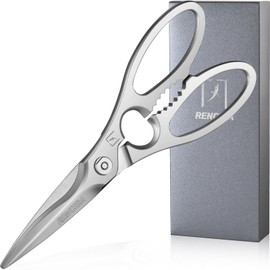 RENCIGA Kitchen Scissors Multi-Purpose Kitchen Shears Micro-serrated Sharp Blade Heavy Duty Stainless Steel Safe Food Scissors for Chicken, Poultry, Fish, Meat & Herbs with Non-Slip Grips